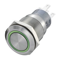 Кнопка антивандальная без фиксации с зелёной подсветкой 12V LAS2-19B-BE фото в интернет-магазине