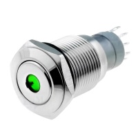 Кнопка антивандальная без фиксации с зелёной подсветкой 12V LAS2-19F-BD фото в интернет-магазине