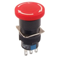Кнопочный аварийный выключатель грибок красный с символикой 220V 3A A16-11J фото в интернет-магазине