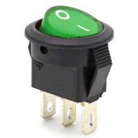 Выключатель клавишный с зелёной подсветкой 12V 3A SMRS-101N2-2 фото в интернет-магазине