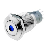 Кнопка антивандальная без фиксации с синей подсветкой 12V LAS2-19F-BD фото в интернет-магазине