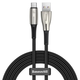 Кабель Baseus Water Drop-shaped Lamp SuperCharge Cable USB to Type-C Black CATSD-M01