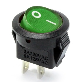 Выключатель клавишный зелёный 220V 3A KCD5-101-2