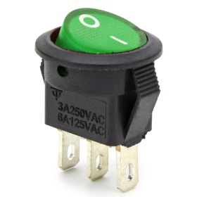 Выключатель клавишный с зелёной подсветкой 220V 3A KCD5-101N-2