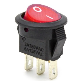 Выключатель клавишный с красной подсветкой 220V 3A KCD5-101N-2