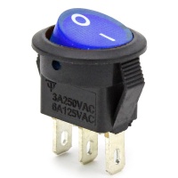 Выключатель клавишный с синей подсветкой 220V 3A KCD5-101N-2 фото в интернет-магазине