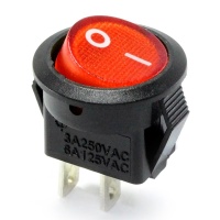 Выключатель клавишный красный 220V 3A KCD5-101-2 фото в интернет-магазине