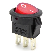Выключатель клавишный с красной подсветкой 220V 3A KCD5-101N-2 фото в интернет-магазине