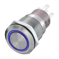 Кнопка антивандальная без фиксации с синей подсветкой 12V LAS2-19B-BE фото в интернет-магазине