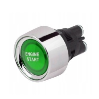 Кнопка без фиксации запуска двигателя "ENGINE START" с зелёной подсветкой фото в интернет-магазине