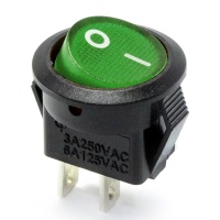 Выключатель клавишный зелёный 220V 3A KCD5-101-2 фото в интернет-магазине