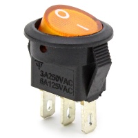 Выключатель клавишный с жёлтой подсветкой 220V 3A KCD5-101N-2 фото в интернет-магазине