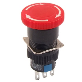 Кнопочный аварийный выключатель грибок красный с символикой 220V 3A A16-11J