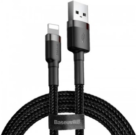 Кабель Baseus Cafule Series Metal Charging Data Cable USB to Lightning 2.4A Black CALKLF-BG1